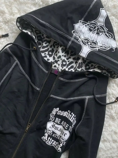 Y2K Harajuku Slim Fit Graphic Hoodie – Women's Hip Hop Streetwear