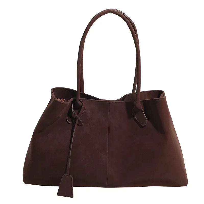 Faux Suede Solid Color High Quality Fashionable Versatile Handbag