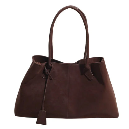 Faux Suede Solid Color High Quality Fashionable Versatile Handbag