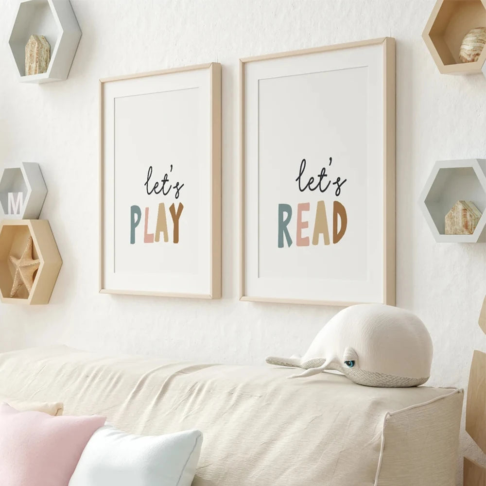 Positive Affirmations Kids Wall Art Print – Let's Play & Read