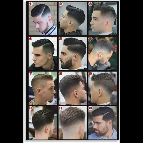Barber Shop Haircut Chart Poster – Men's Hairstyles Wall Art