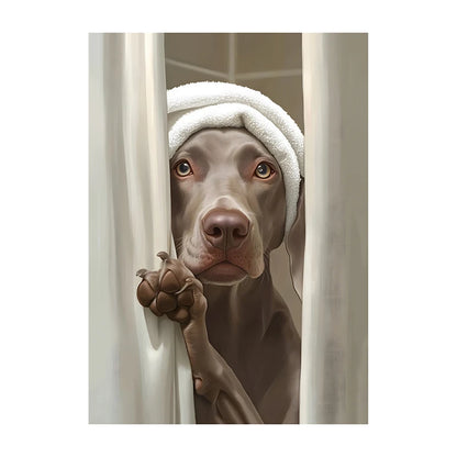 Cute Dog Bathroom Wall Art Poster – Funny Shower Print