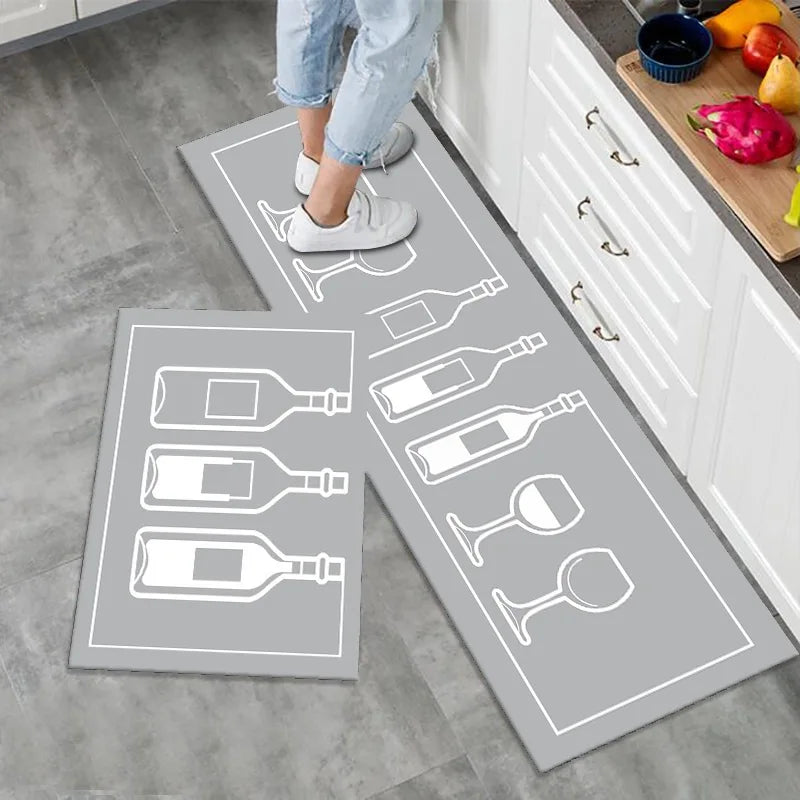 Kitchen Rug Set 2-Piece – Non-Slip Spice Print Floor Mats