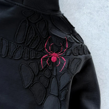 Spiderweb Embroidery Oversized Hoodie – Unisex Gothic Streetwear