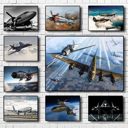 Military Jet Fighter Aircraft Canvas Wall Art Poster – Aviation Home Decor Print
