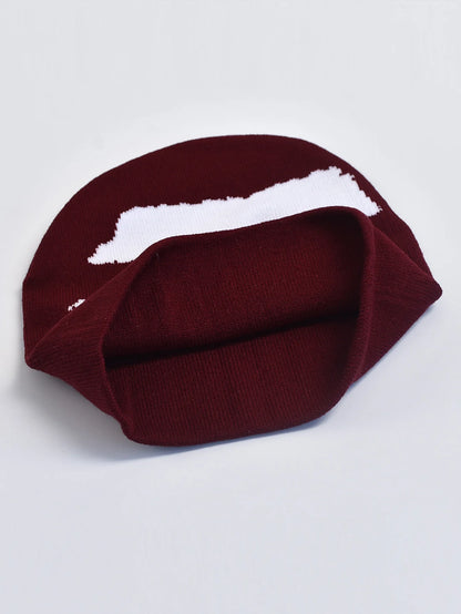 Y2K Goth Face Knit Beanie – Unisex Streetwear Pullover Cap