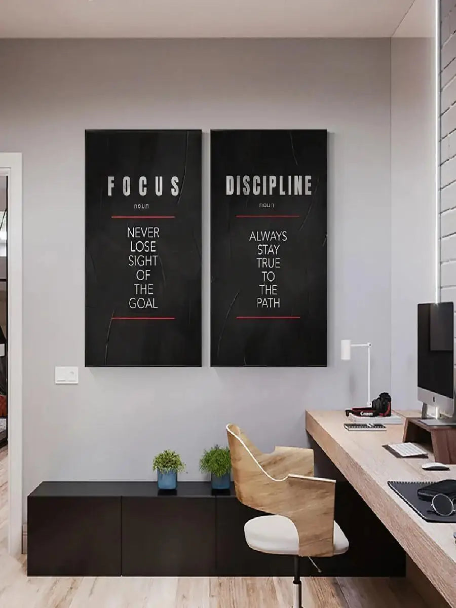 Motivational Definition Wall Art Print – Believe, Discipline, Focus Poster