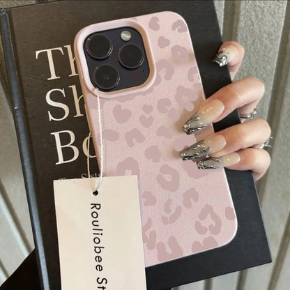 Pink Leopard Print iPhone Case – Silicone Cover for iPhone 11–17 Series