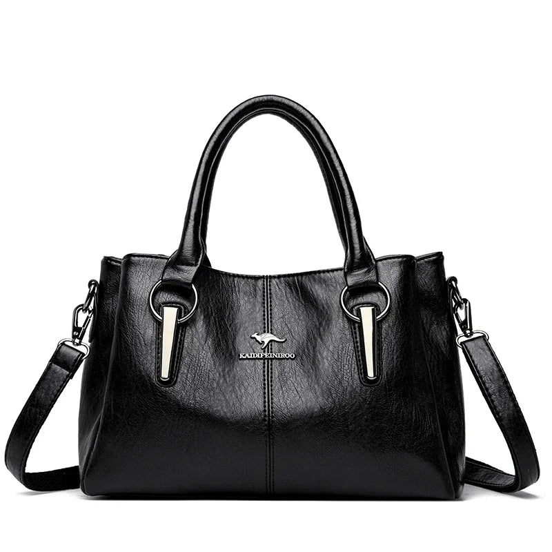 Leather Shoulder Bag – Women's Luxury 3-Layer Crossbody