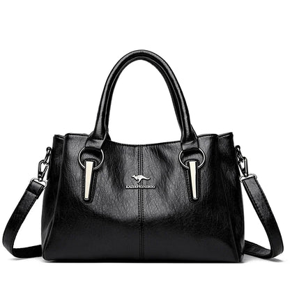 Leather Shoulder Bag – Women's Luxury 3-Layer Crossbody