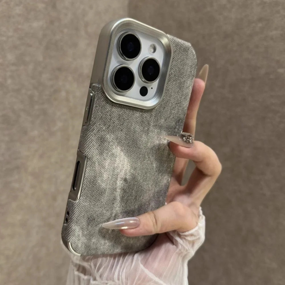Denim Fabric iPhone Case – Retro Cowboy Style for iPhone 11–17 Series