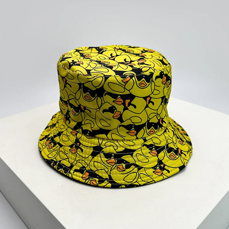 Duck Print Bucket Hat – Reversible Unisex Fisherman Cap