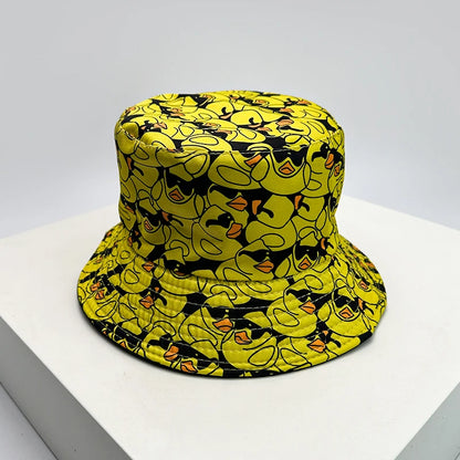 Duck Print Bucket Hat – Reversible Unisex Fisherman Cap