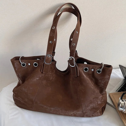 Large Suede Tote Bag for Women – Pillow Shoulder & Commute Bag
