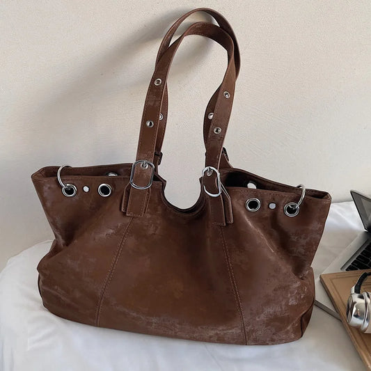 Large Suede Tote Bag for Women – Pillow Shoulder & Commute Bag