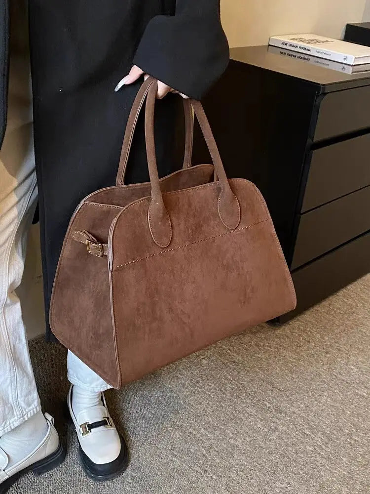 Large Capacity Retro PU Leather Tote Bag for Women