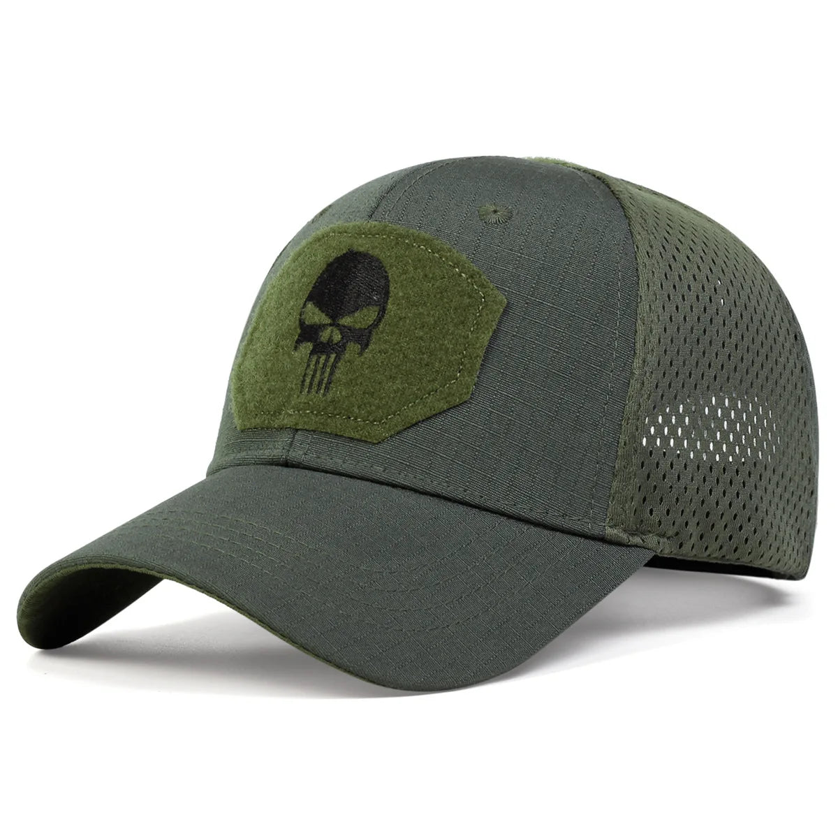 Skull Embroidered Tactical Baseball Cap – Breathable Mesh