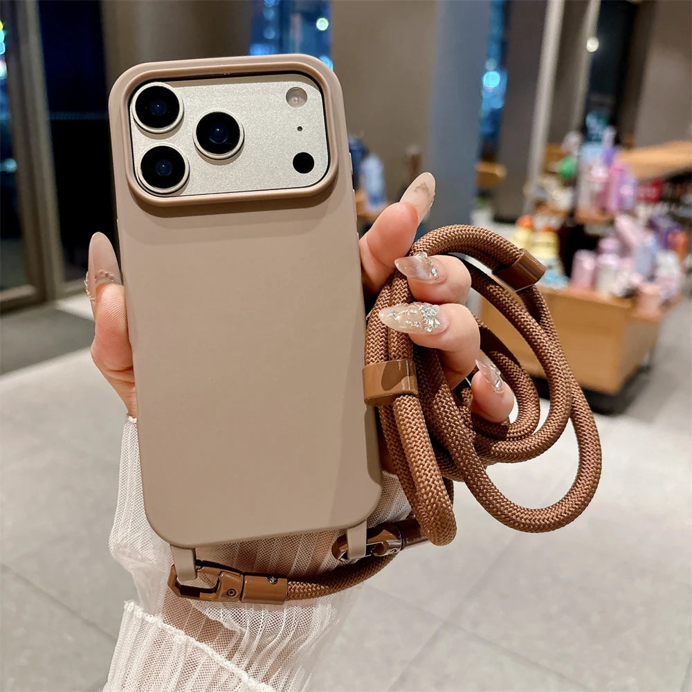 Crossbody Lanyard Silicone iPhone Case with Neck Cord Strap