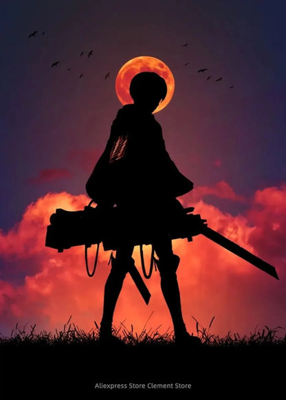 Attack on Titan Anime Wall Art Poster – Levi Ackerman & Eren Yeager Canvas Print
