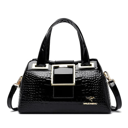 Luxury Patent Leather Tote Bag with Gold Hardware