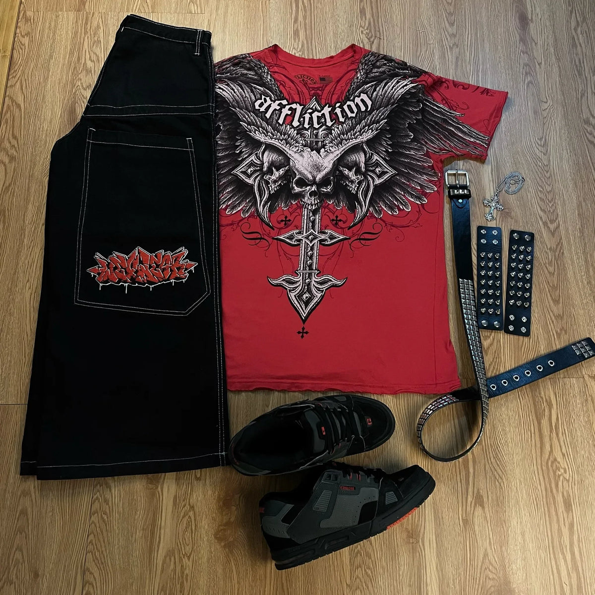 Y2K Men's Streetwear Set – Graphic Embroidered Shorts, Tops & Tracksuits