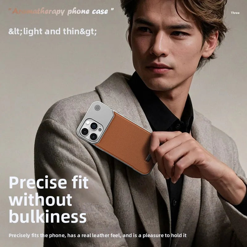 Magnetic PU Leather Aromatherapy Case for iPhone 17 Pro Max