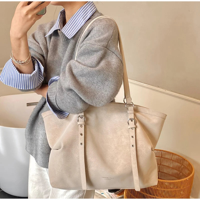 Korean Large Capacity Tote Bag Women Suede