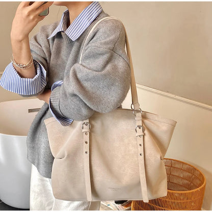 Korean Large Capacity Tote Bag Women Suede