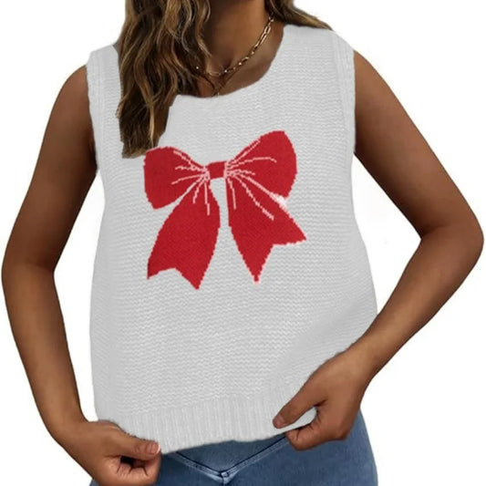 Bow Knot Knit Sweater Vest for Women