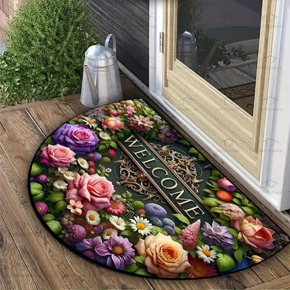 Dragonfly Door Mat – Non-Slip Half-Circle Welcome Rug for Entryway