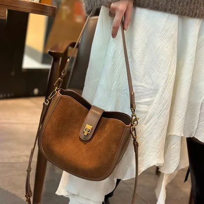 Genuine Cowhide Leather Crossbody Saddle Bag for Women