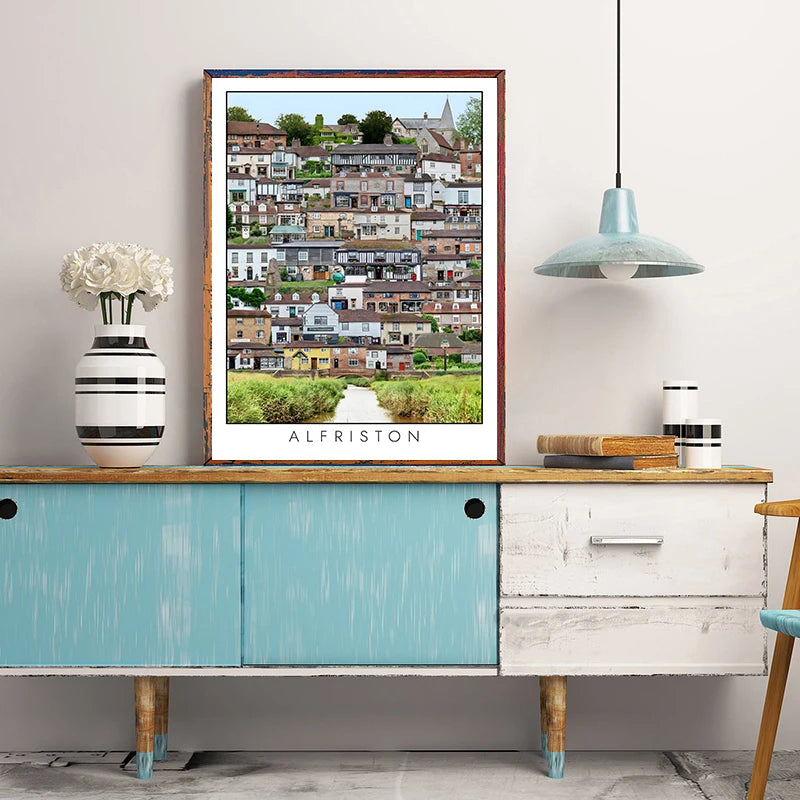 Vintage Cityscape Canvas Wall Art – Abstract City Poster Print