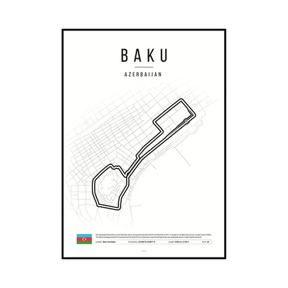 F1 Race Track Map Poster – Formula 1 Circuit Wall Art Print