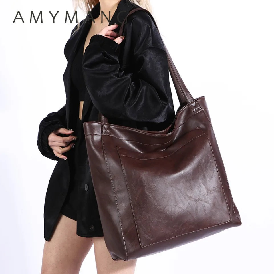 High Quality Oil Skin Leather Bucket Hand Bags