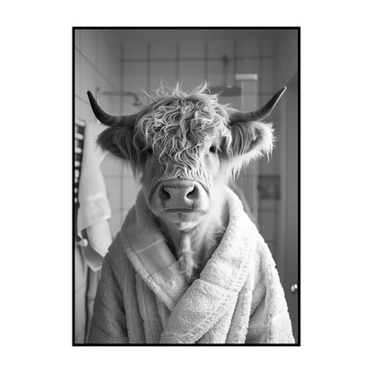 Funny Animal Bathroom Wall Art Poster – Quirky Wildlife in Bathrobe Print