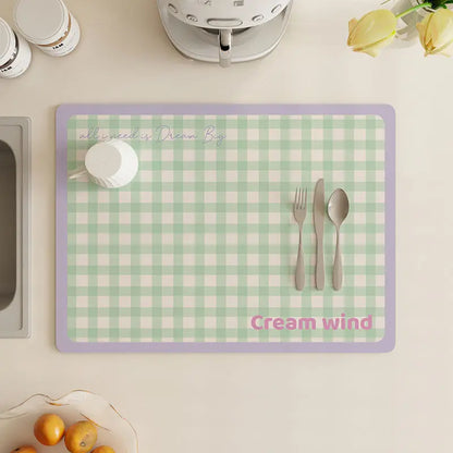 Kitchen Dish Drying Mat – Absorbent Quick-Dry Countertop Drain Pad