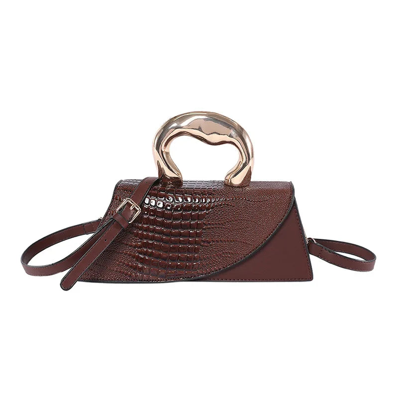 Solid Alligator PU Shoulder and Crossbody Bags