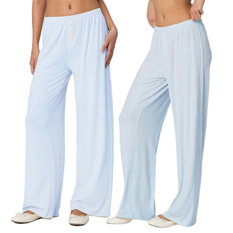 Women's Plaid Baggy Pants Elastic Waist Drawstring Lounge Trousers