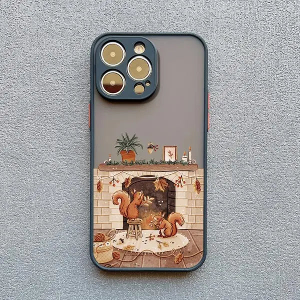 Cartoon Animal iPhone Case – Bear Fox Squirrel Design