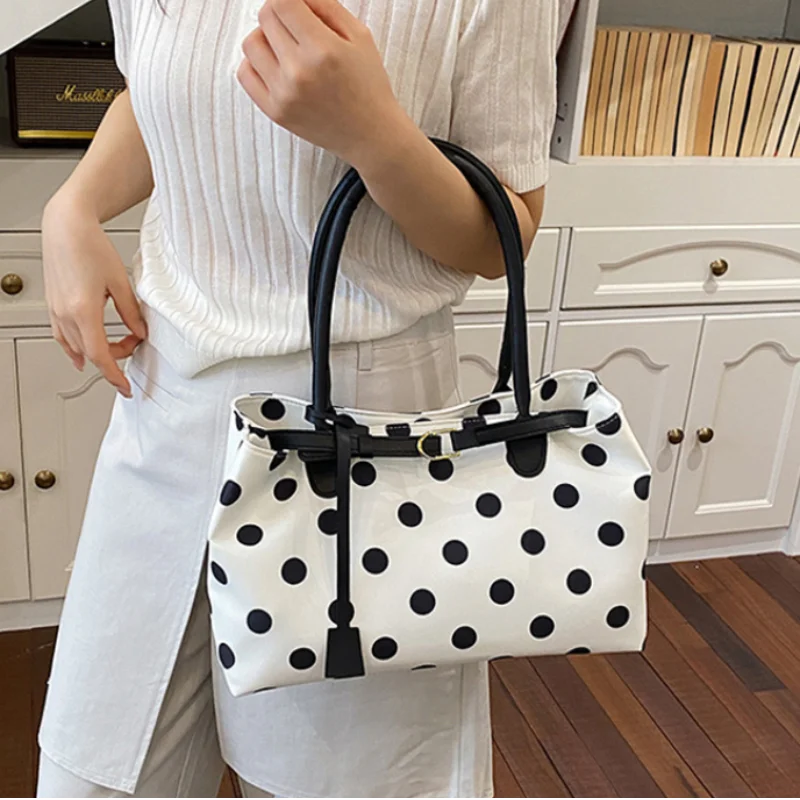 Korean Polka Dot With Belt Buckle Detail Shoulder Bag