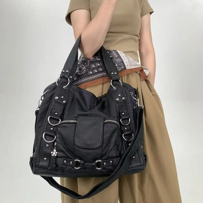 Y2K Studded Tote Bag – Women's Large Faux Leather Shoulder Bag