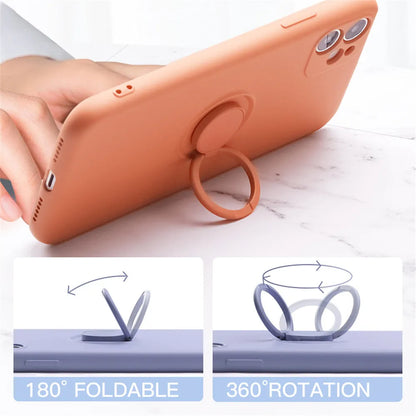 Liquid Silicone Ring Holder Phone Case – iPhone 11 to 17 Series
