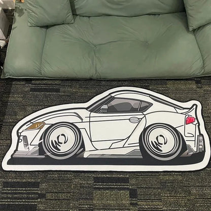 JDM Car Shaped Rug – Non-Slip Decorative Floor Mat for Bedroom & Living Room