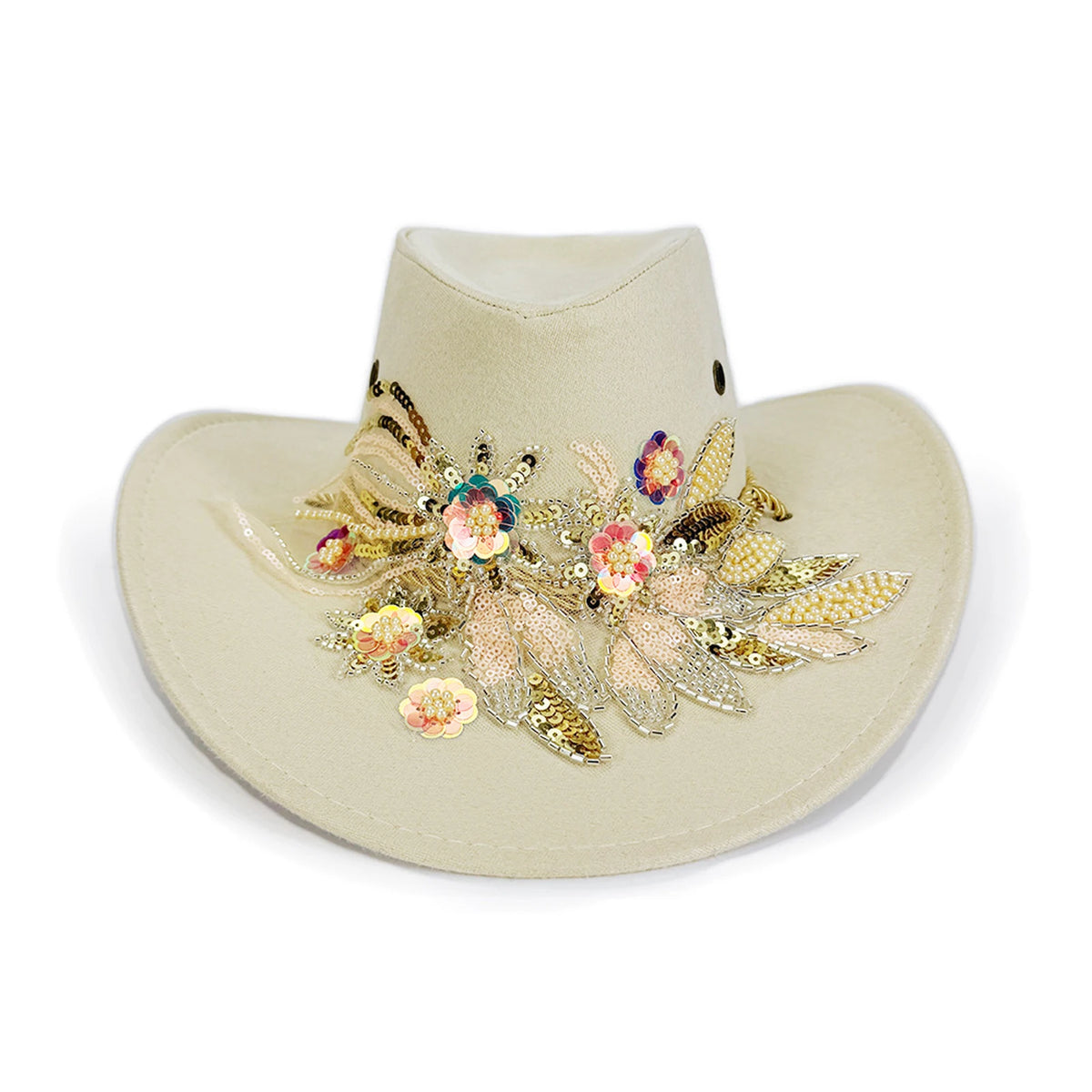 Floral Embroidery Cowgirl Hat – Women's Wide Brim Western