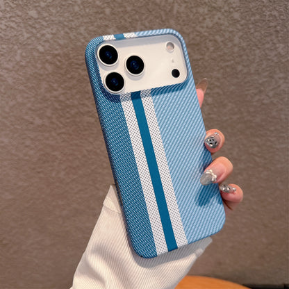 Carbon Fiber Stripe Hard iPhone Case – Kevlar Texture Cover