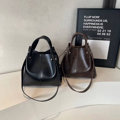Women's Soft Leather Tote Bag Large Capacity Single Shoulder Handbag
