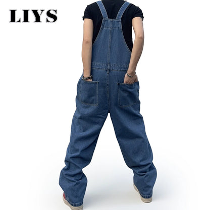 Men's Baggy Denim Overalls – Loose Fit Streetwear Dungarees