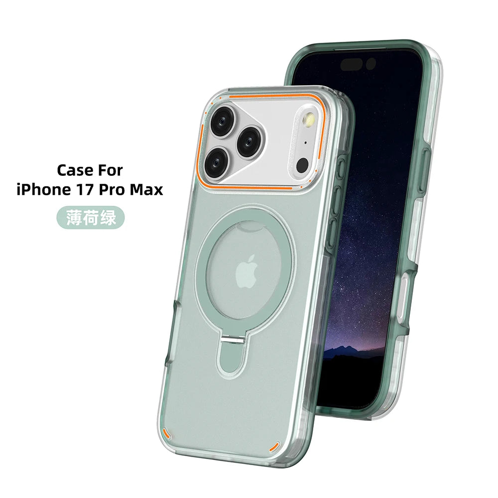 MagSafe Magnetic Ring Stand Matte Phone Case – iPhone 11 to 17 Series
