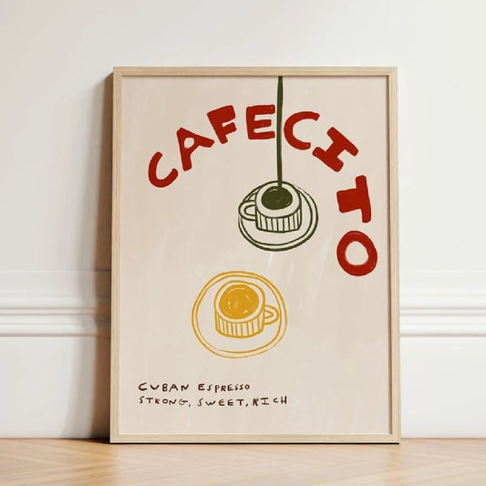Cafecito Cuban Espresso Wall Art Print – Retro Coffee Poster
