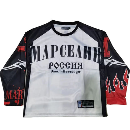 Oversized Goth Long Sleeve Baseball Jersey Shirt – Y2K Streetwear